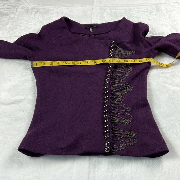 Peppe Pelusa purple moto jacket with metal fringe detail, small - Picture 6 of 11